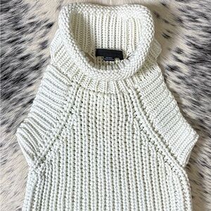 ALEXANDER WANG CHUNKY OPEN KNIT SWEATER TANK, SZ S IVORY